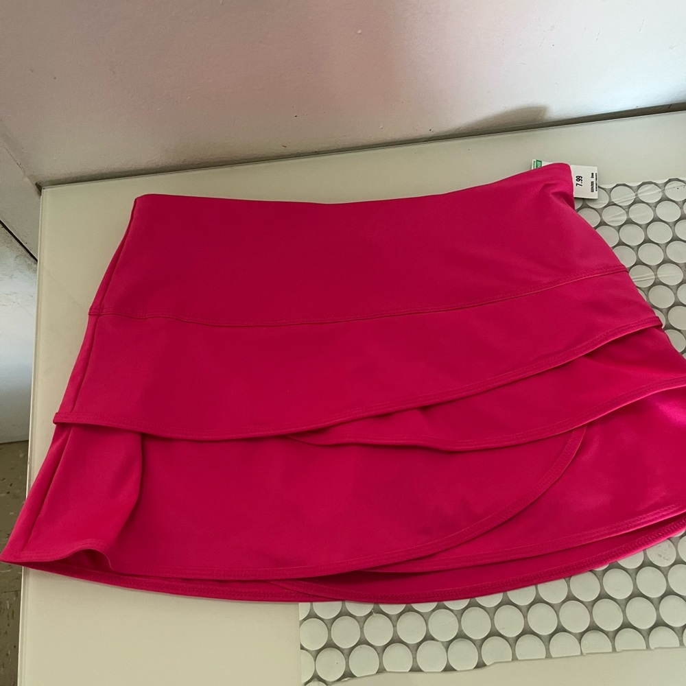 Lucky in love Hot Pink Tiered Women's Skort - Picture 2 of 5